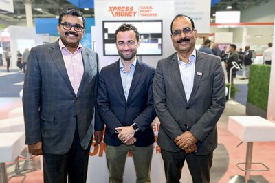 Promoth Manghat, Group CEO of Finablr, and Sudhesh Giriyan, CEO of Xpress Money, along with Matt Oppenheimer, CEO and Co-Founder of Remitly.