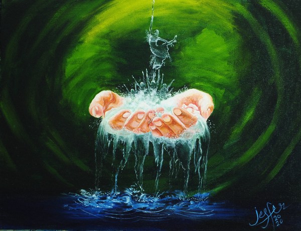 Art interpretation of #NoHandUnwashed by Mouth Artist Jesfer Pulikkathody of MFPA, India